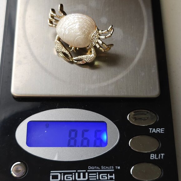 Vtg Gold Tone Shell & Crab Brooch Set Faux Pearl Beach Ocean Cancer Zodiac July - Picture 15 of 16